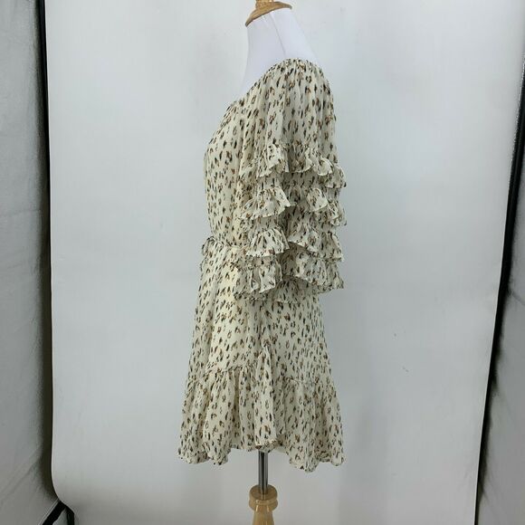 Fate Dress Womens S Small Off Shoulder Ruffle Tiered Mid Sleeves Waist Tie Boho - Picture 3 of 11